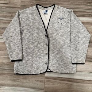 Art-unlimited Vintage Women's Grey and Cream Cardigan